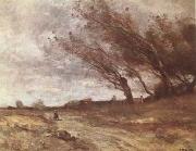 Jean Baptiste Camille  Corot, Le Coup de Vent (The Gust of Wind) (mk09)